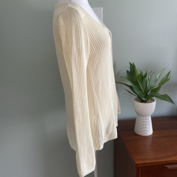 Anthropologie Moth Creamy Colored Open Weave Sweater with Coppery Detail… - Picture 4 of 8